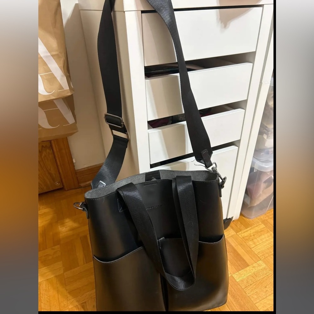 cross body vegan leather tote/ laptop bag. High durability